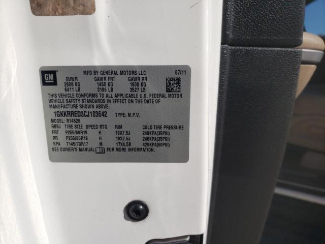 1GKKRRED3CJ103642 - 2012 GMC ACADIA SLT-1 WHITE photo 13