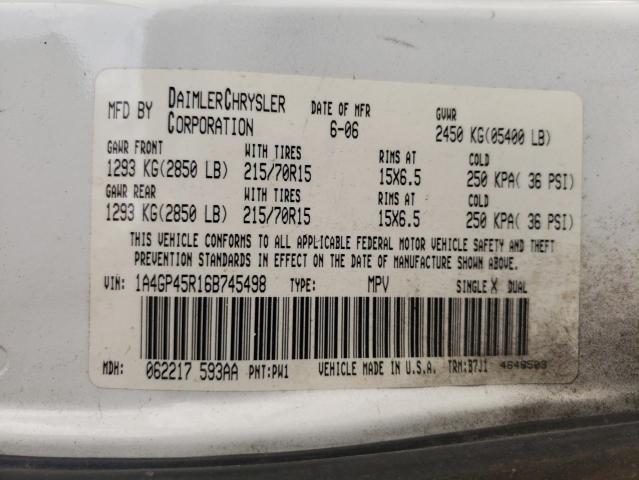 1A4GP45R16B745498 - 2006 CHRYSLER TOWN & COU თეთრი ფოტო 14