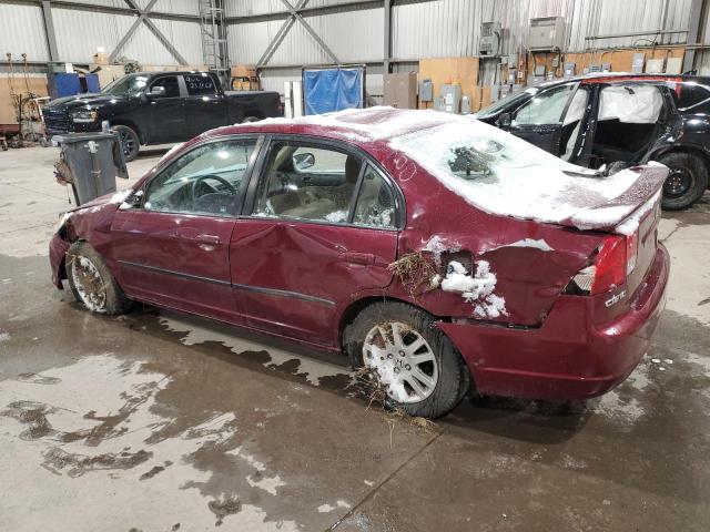 2HGES16444H906543 - 2004 HONDA CIVIC DX BURGUNDY photo 2