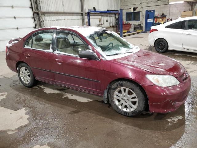 2HGES16444H906543 - 2004 HONDA CIVIC DX BURGUNDY photo 4