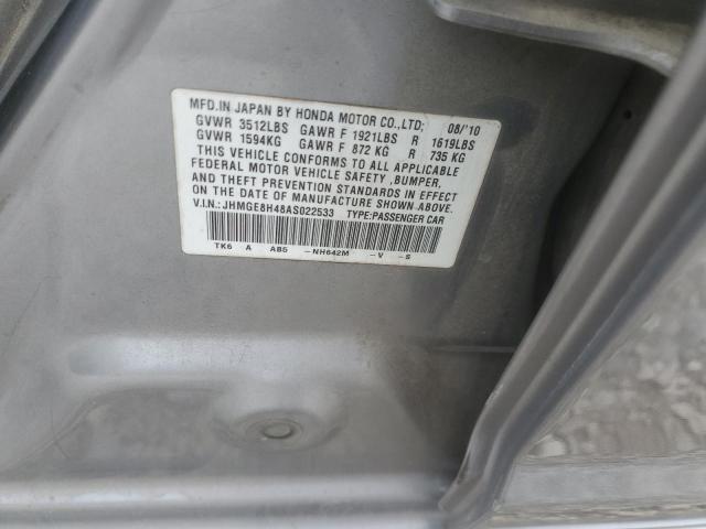 JHMGE8H48AS022533 - 2010 HONDA FIT SPORT SILVER photo 12