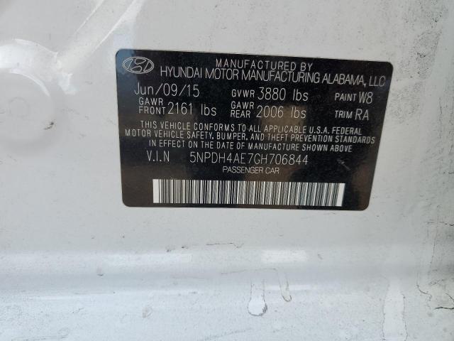 5NPDH4AE7GH706844 - 2016 HYUNDAI ELANTRA SE WHITE photo 12