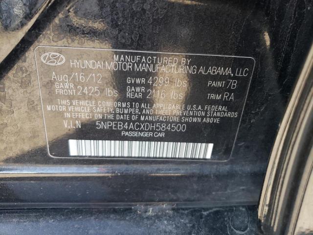 5NPEB4ACXDH584500 - 2013 HYUNDAI SONATA GLS BLACK photo 12