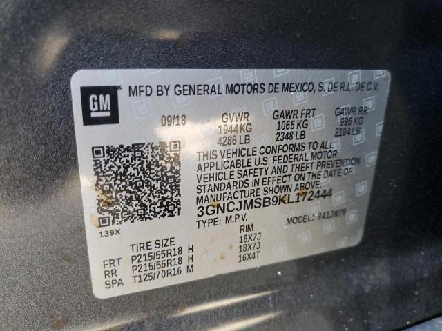 3GNCJMSB9KL172444 - 2019 CHEVROLET TRAX PREMIER GRAY photo 14