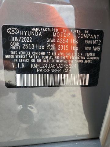 KMHL24JA6NA245694 - 2022 HYUNDAI SONATA SE GRAY photo 12