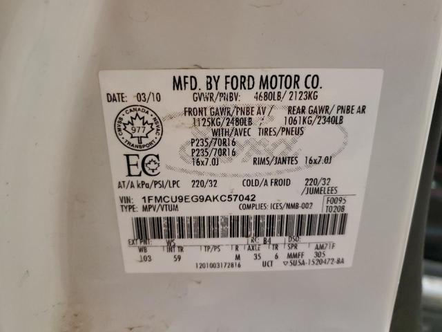 1FMCU9EG9AKC57042 - 2010 FORD ESCAPE LIMITED WHITE photo 13