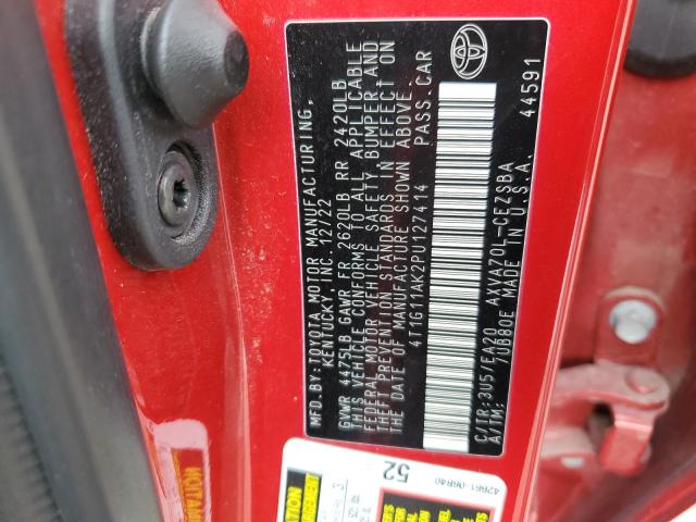 4T1G11AK2PU127414 - 2023 TOYOTA CAMRY SE NIGHT SHADE RED photo 13