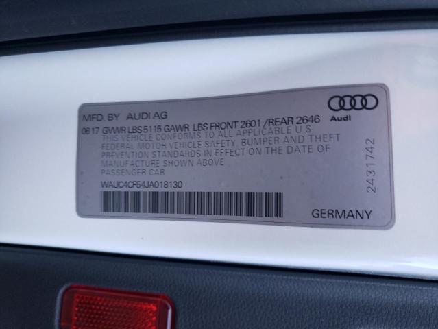 WAUC4CF54JA018130 - 2018 AUDI S5 PRESTIGE 白色 照片 12