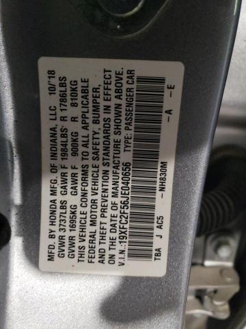 19XFC2F56JE040656 - 2018 HONDA CIVIC LX SILVER photo 12