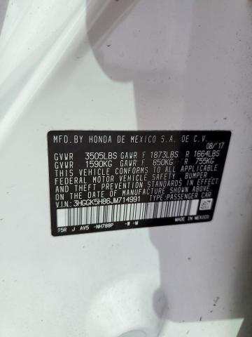 3HGGK5H86JM714991 - 2018 HONDA FIT EX WHITE photo 13