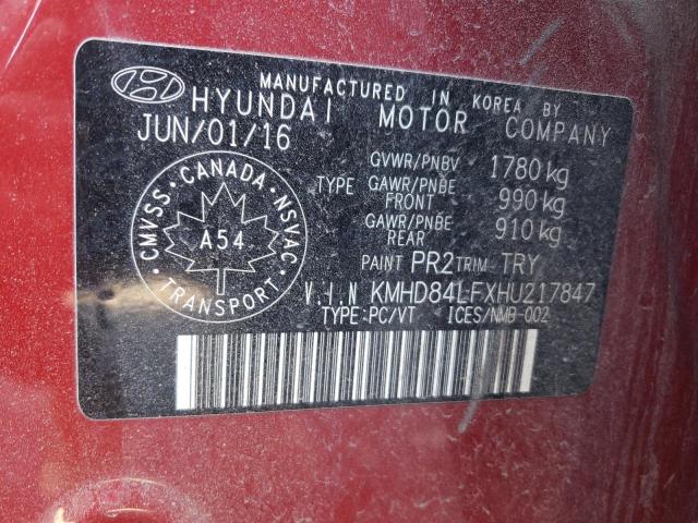 KMHD84LFXHU217847 - 2017 HYUNDAI ELANTRA SE RED photo 13