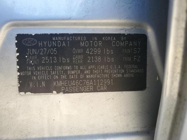 KMHEU46C76A112991 - 2006 HYUNDAI SONATA GLS SILVER photo 10