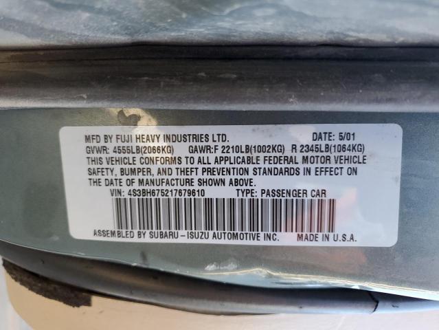 4S3BH675217679610 - 2001 SUBARU LEGACY OUTBACK AWP 绿色 照片 13