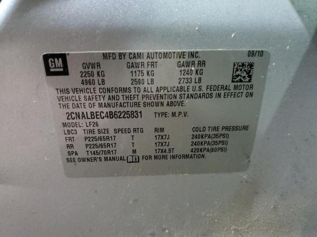 2CNALBEC4B6225831 - 2011 CHEVROLET EQUINOX LS SILVER photo 13