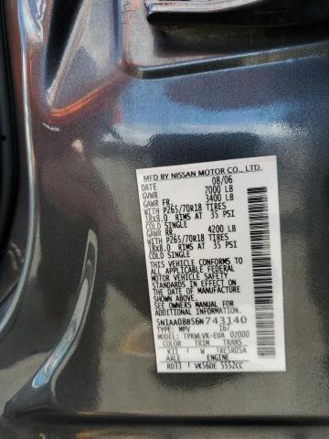 5N1AA08B56N743140 - 2006 NISSAN ARMADA SE GRAY photo 10