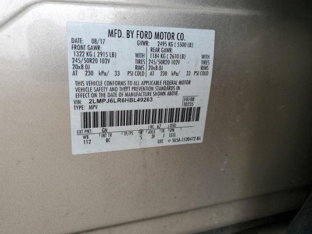 2LMPJ6LR6HBL49263 - 2017 LINCOLN MKX RESERVE Ոսկեգույն լուսանկար 14