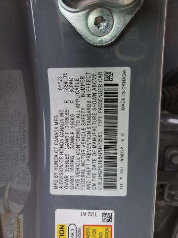 2HGFE1E54PH472053 - 2023 HONDA CIVIC SI GRAY photo 12