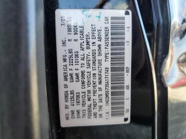 1HGCM56735A171749 - 2005 HONDA ACCORD EX BLACK photo 13