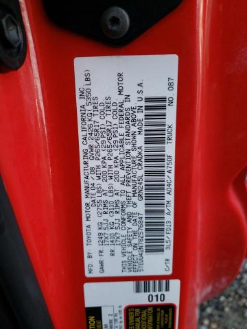 5TEUU42N78Z576847 - 2008 TOYOTA TACOMA ACCESS CAB წითელი ფოტო 12