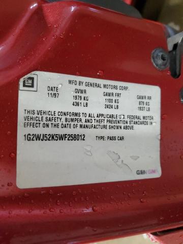 1G2WJ52K5WF258012 - 1998 PONTIAC GRAND PRIX SE 勃艮第红 照片 13