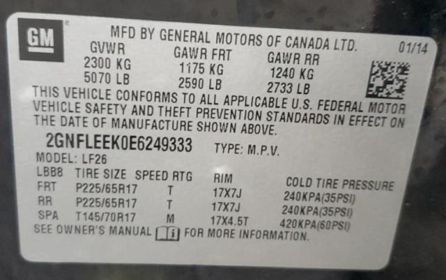 2GNFLEEK0E6249333 - 2014 CHEVROLET EQUINOX LS BLACK photo 13