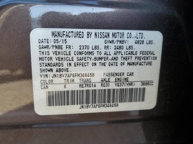 JN1BV7AP6FM346458 - 2015 INFINITI Q50 BASE BROWN photo 12