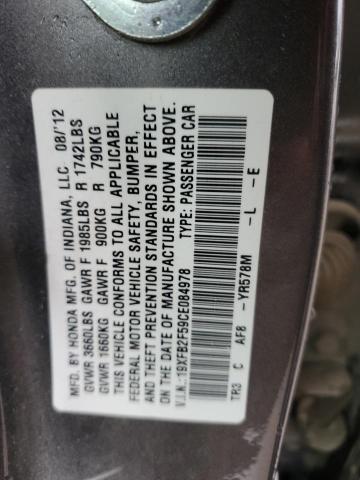 19XFB2F59CE084978 - 2012 HONDA CIVIC LX GRAY photo 13