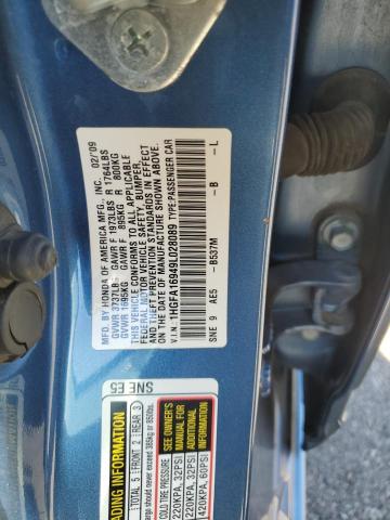1HGFA16949L028089 - 2009 HONDA CIVIC EXL ლურჯი ფოტო 12