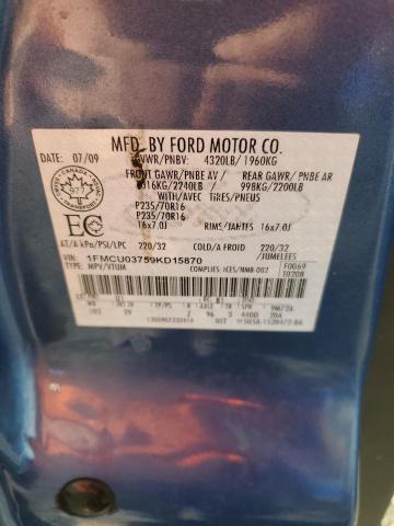 1FMCU03759KD15870 - 2009 FORD ESCAPE XLT BLUE photo 13