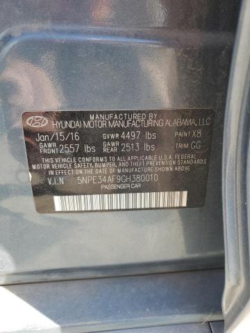 5NPE34AF9GH380010 - 2016 HYUNDAI SONATA SPORT GRAY photo 12