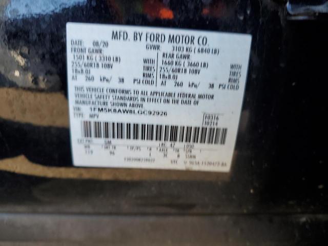 1FM5K8AW8LGC92926 - 2020 FORD EXPLORER POLICE INTERCEPTOR 双色 照片 12