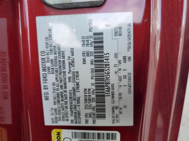 1FA6P8TH5G5281415 - 2016 FORD MUSTANG RED photo 12