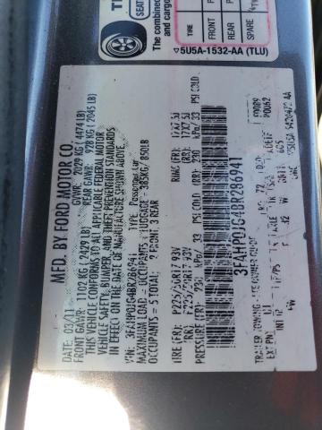 3FAHP0JG4BR286941 - 2011 FORD FUSION SEL GRAY photo 12