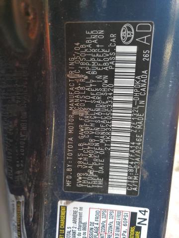 2T1KR32E05C333420 - 2005 TOYOTA COROLLA MA XR BLUE photo 12