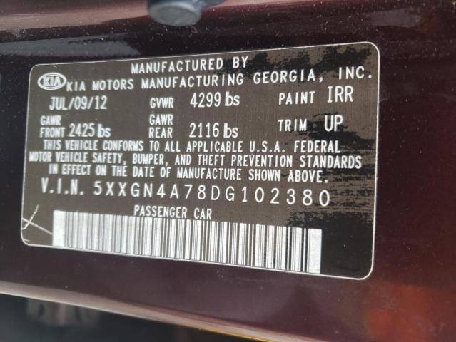 5XXGN4A78DG102380 - 2013 KIA OPTIMA EX MAROON photo 13