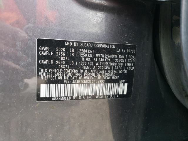 4S4BTGND3L3168993 - 2020 SUBARU OUTBACK LIMITED XT GRAY photo 13