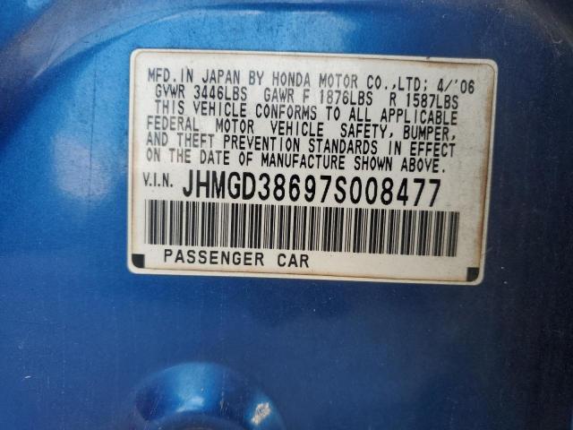 JHMGD38697S008477 - 2007 HONDA FIT S BLUE photo 13