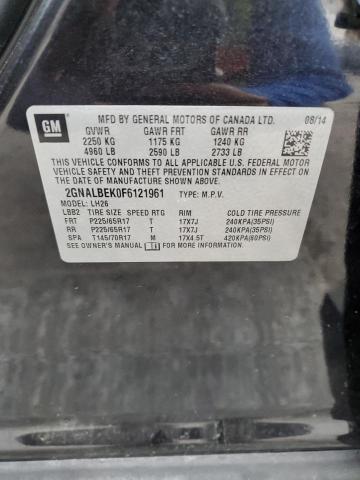 2GNALBEK0F6121961 - 2015 CHEVROLET EQUINOX LT GRAY photo 12