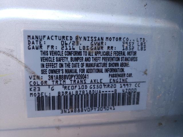 3N1AB8BV0PY309041 - 2023 NISSAN SENTRA S SILVER photo 12