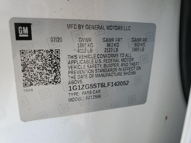 1G1ZG5ST6LF143052 - 2020 CHEVROLET MALIBU RS Ağ foto 12