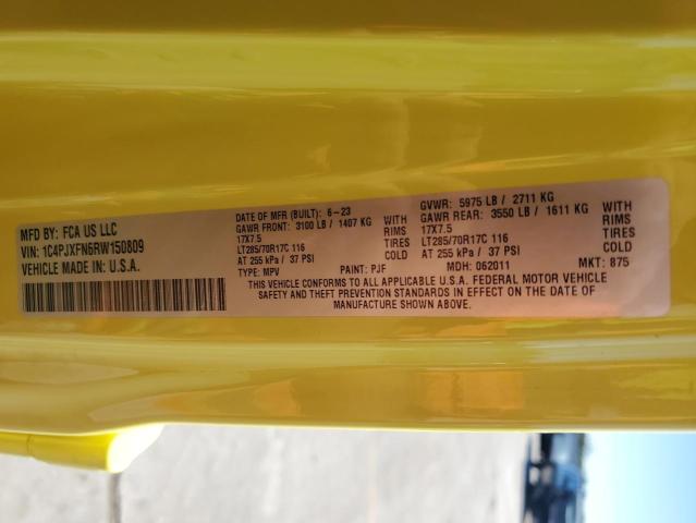 1C4PJXFN6RW150809 - 2024 JEEP WRANGLER RUBICON YELLOW photo 12