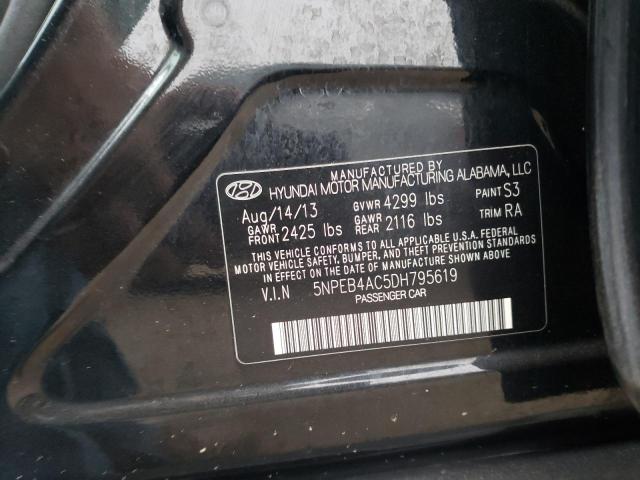 5NPEB4AC5DH795619 - 2013 HYUNDAI SONATA GLS BLACK photo 12