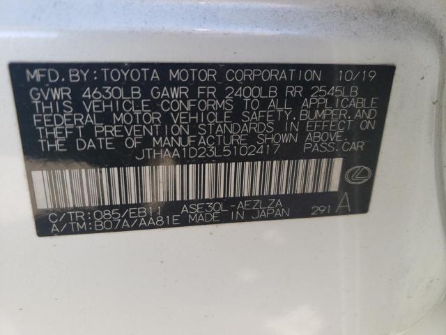 JTHAA1D23L5102417 - 2020 LEXUS IS 300 WHITE photo 13