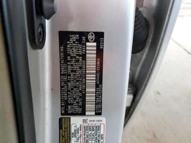 4T1BE46K17U669600 - 2007 TOYOTA CAMRY CE SILVER photo 12