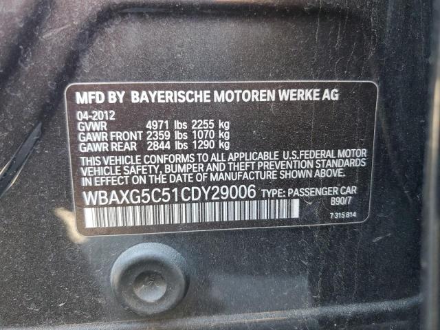 WBAXG5C51CDY29006 - 2012 BMW 528 I BLACK photo 12