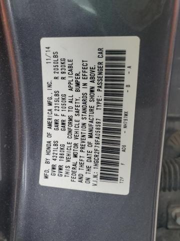 1HGCR2F79FA058597 - 2015 HONDA ACCORD EX GRAY photo 12