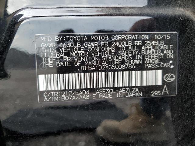 JTHBA1D2XG5008786 - 2016 LEXUS IS 200T BLACK photo 12