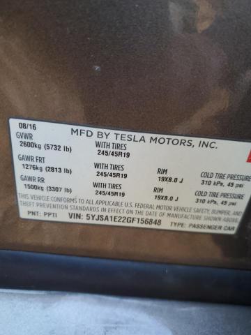 5YJSA1E22GF156848 - 2016 TESLA MODEL S SILVER photo 12