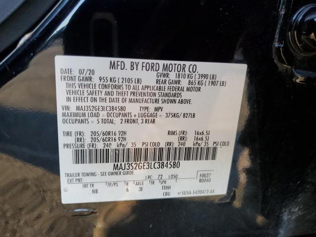 MAJ3S2GE3LC384580 - 2020 FORD ECOSPORT SE BLACK photo 13