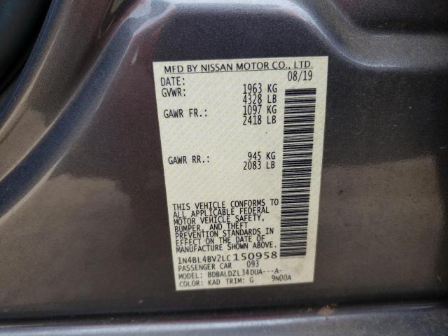 1N4BL4BV2LC150958 - 2020 NISSAN ALTIMA S GRAY photo 12